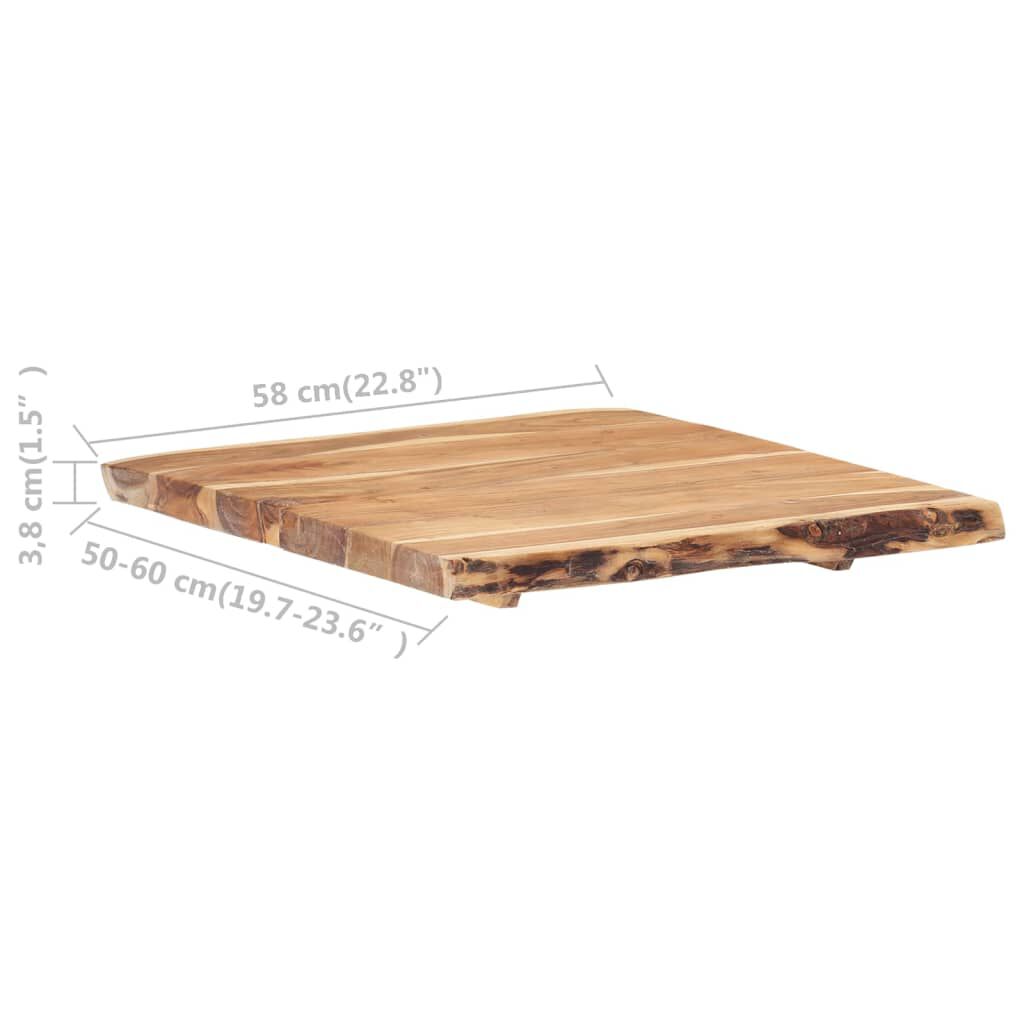 vidaXL Table Top Solid Acacia Wood 58x 50 60 x3.8 cm