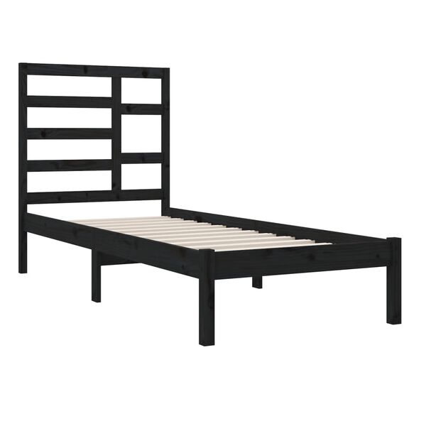 vidaXL Bed Frame without Mattress Black Solid Wood 100x200 cm
