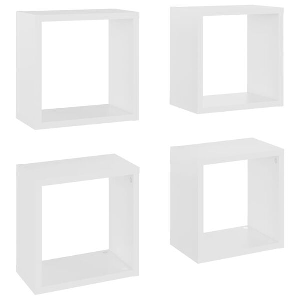 vidaXL Wall Cube Shelves 4 pcs White 26x15x26 cm