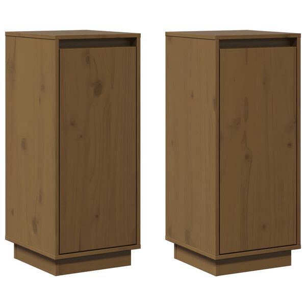 vidaXL Sideboards 2 pcs Honey Brown 31.5x34x75 cm Solid Wood Pine