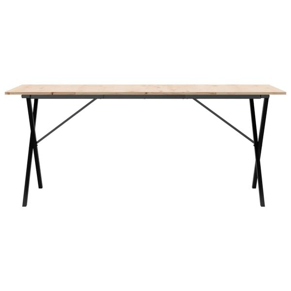 vidaXL Dining Table X-Frame 180x90x75 cm Solid Wood Pine and Steel