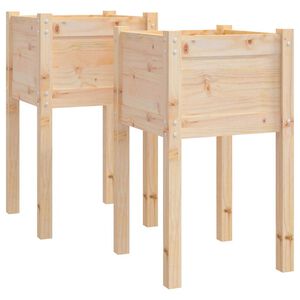 vidaXL Planter | Set of 2 | Natural Pine | Solid Pine Wood | Medium | Durable