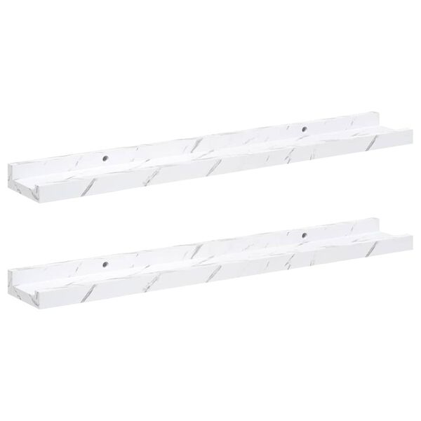 vidaXL Wall Shelf 2 pcs White Marble 60 x 9 x 3 cm Engineered Wood
