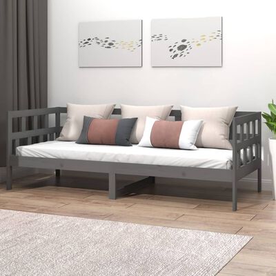 vidaXL Day Bed Grey Solid Wood Pine 90x190 cm