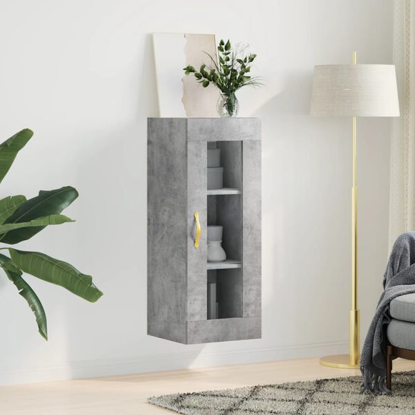 vidaXL Wall Mounted Cabinet Concrete Grey 34.5x34x90 cm