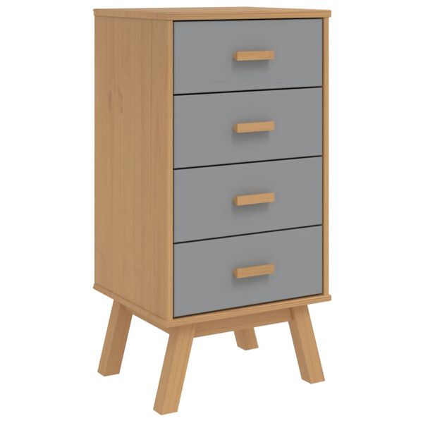 vidaXL Bedside Cabinet OLDEN Grey and Brown Solid Wood Pine