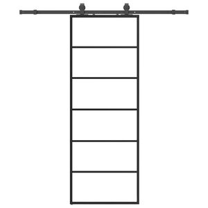 vidaXL Sliding Door with Hardware Set Black 76x205 cm ESG Glass