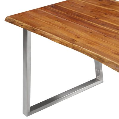 vidaXL Dining Table 120x65x75 cm Solid Acacia Wood and Stainless Steel
