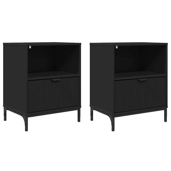 vidaXL Bedside Cabinet 2 pcs Black 49 x 36 x 61 cm Engineered wood