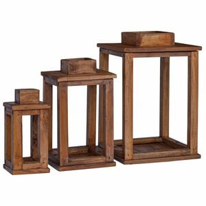 vidaXL Lantern 3 pcs Natural Mahogany Wood