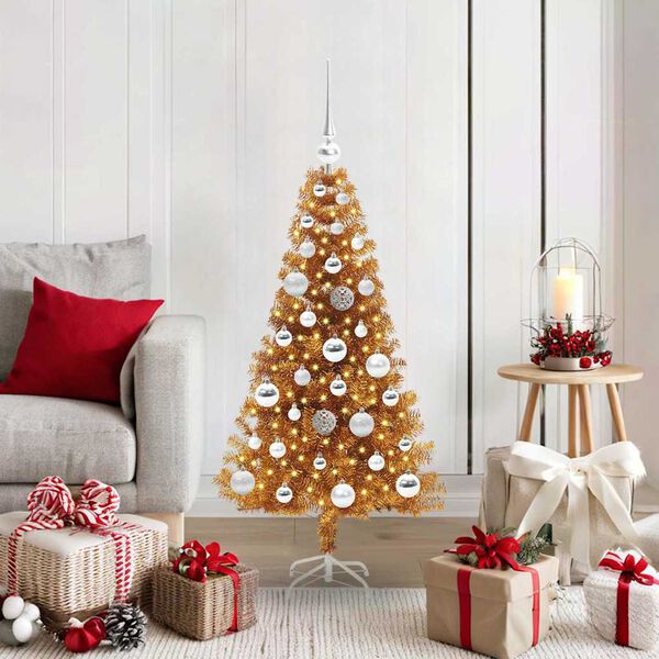 vidaXL Christmas Tree with 150 LEDs with Stand Gold 120 cm PET