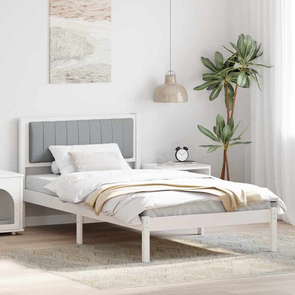 vidaXL Bed Frame with Upholstered Headboard Light Grey 100 x 200 cm