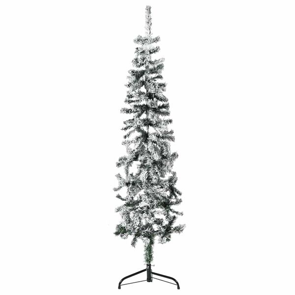 vidaXL Slim Artificial Half Christmas Tree with Flocked Snow 120 cm