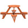vidaXL Picnic Table for 4 Kids with Umbrella Hole Round Solid Wood Fir