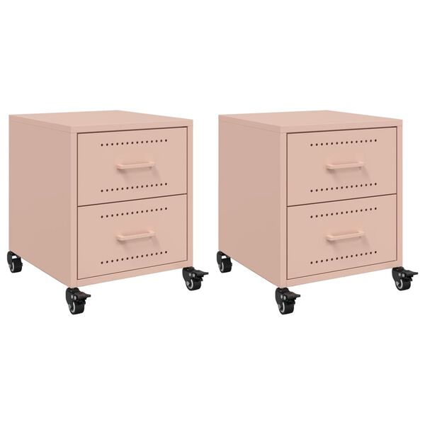 vidaXL Bedside Cabinets 2 pcs Pink 36x39x43.5 cm Steel