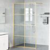 vidaXL Walk-in Shower Wall Gold 115 x 195 cm Tempered Glass