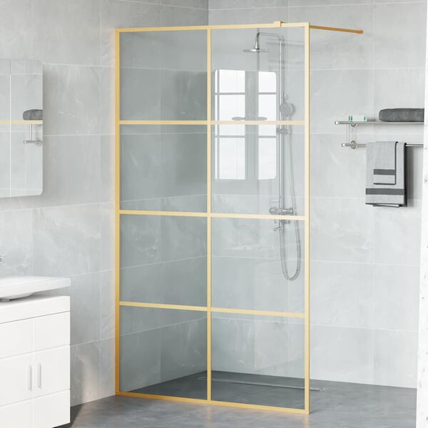 vidaXL Walk-in Shower Wall Gold 115 x 195 cm Tempered Glass