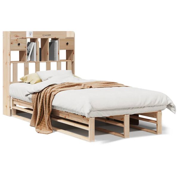 vidaXL Bookcase Bed without Mattress 75x190 cm Small Single Solid Wood Pine