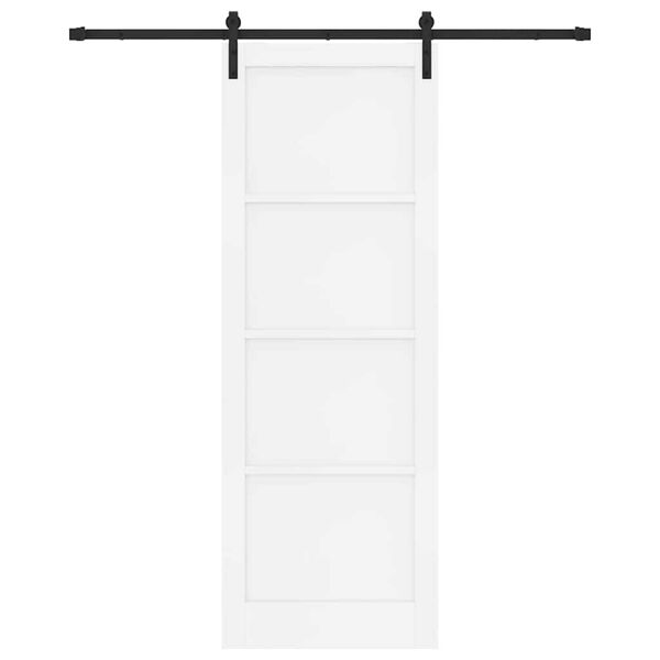 vidaXL Sliding Door White and Black 83 x 232 cm Solid Pine Wood