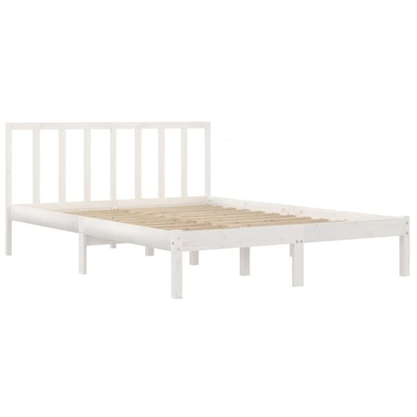 vidaXL Bed Frame without Mattress White Solid Wood Pine 120x190 cm Small Double