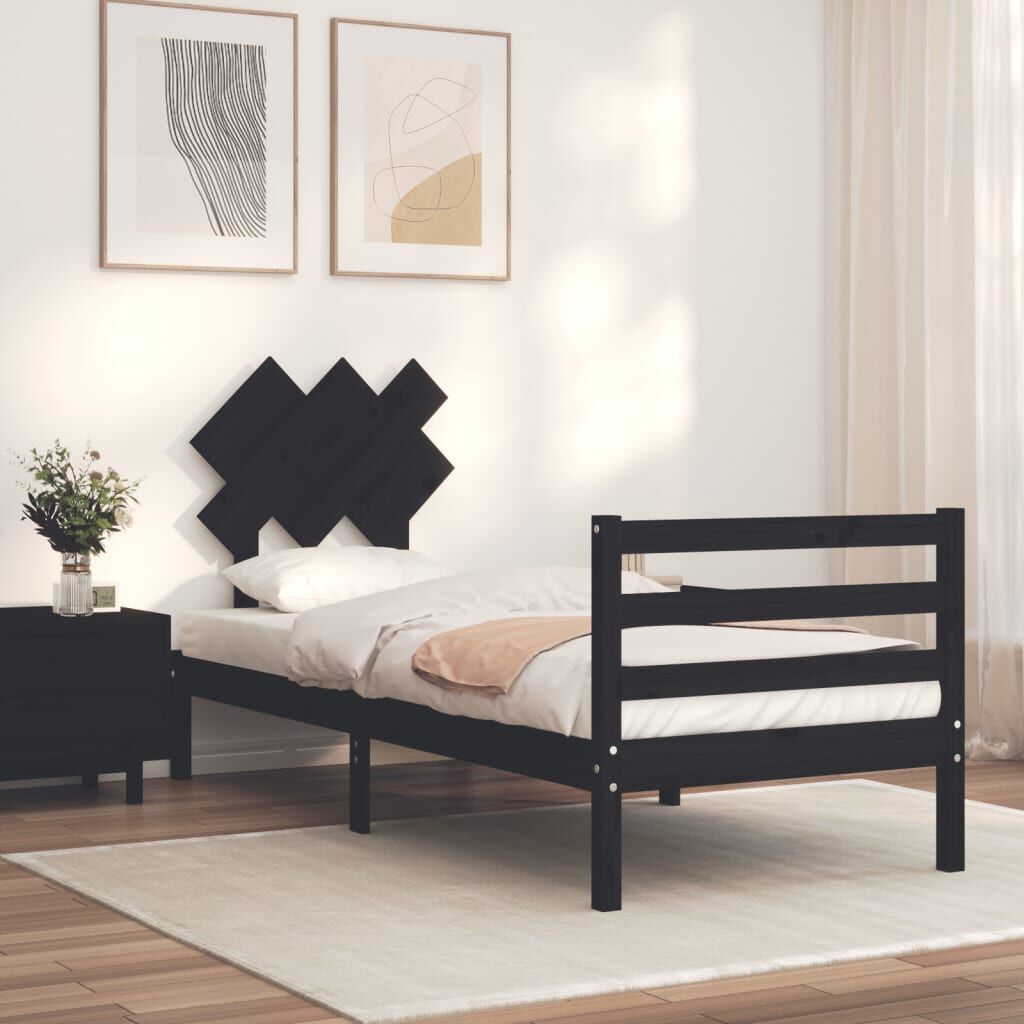 Black wooden framed single bed cheap
