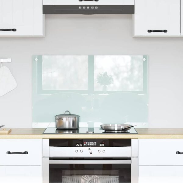 vidaXL Kitchen Backsplash White 80 x 50 cm Tempered Glass