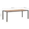 vidaXL Garden Table Grey 190x90x75 cm Poly Rattan and Solid Acacia Wood