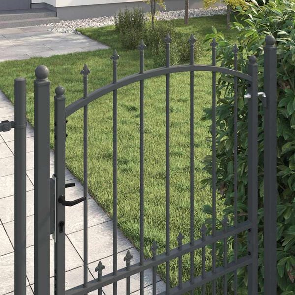 vidaXL Fence Gate with Spikes Grey 170 x 100 cm Powder-coated steel