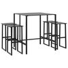 vidaXL 5 Piece Garden Bar Set Black Powder-coated Steel