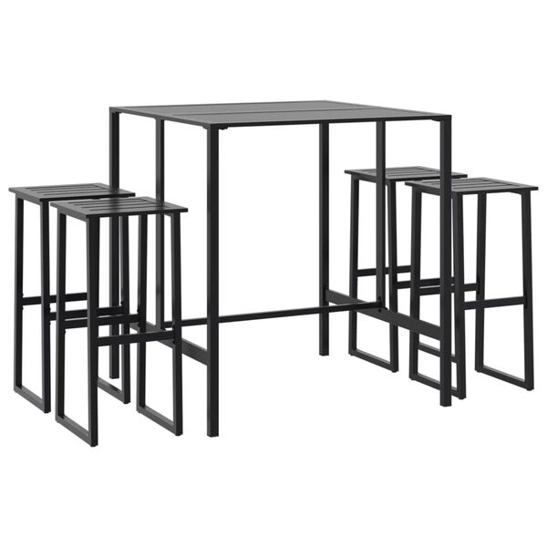 vidaXL 5 Piece Garden Bar Set Black Powder-coated Steel