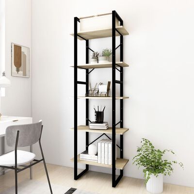 vidaXL 5-Tier Book Cabinet Sonoma Oak 60x30x175 cm Engineered Wood