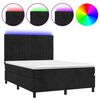 vidaXL Box Spring Bed with Mattress&LED Black 140x200 cm Velvet