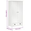 vidaXL 2-Door Wardrobe Hill White 89x50x170 cm Solid Pine Wood