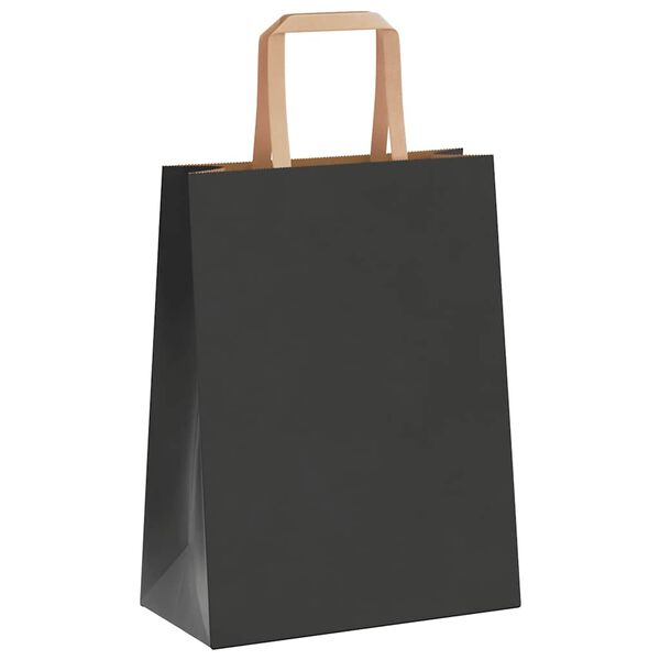 vidaXL Paper Bags 50 pcs with Handles Black 21x11x28 cm