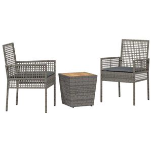 vidaXL Garden Bistro Set 3 pcs Grey Poly rattan