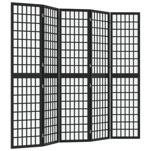vidaXL Folding 5-Panel Room Divider Japanese Style 200x170 cm Black