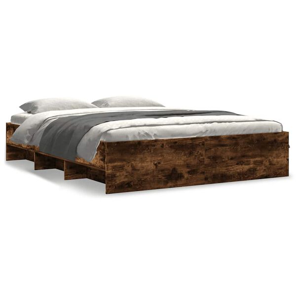 vidaXL Bed Frame without Mattress Smoked Oak 150x200 cm King Size Engineered Wood