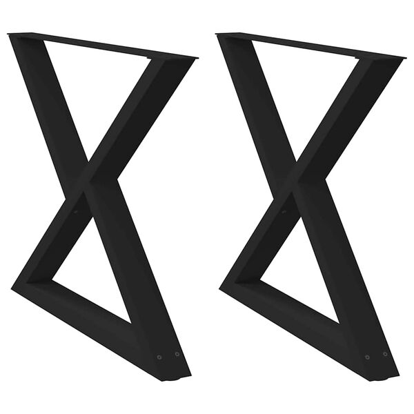 vidaXL Dining Table Legs 2 pcs Black 90x(72-73.3) cm Steel