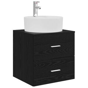 vidaXL Wall-Mounted Sink Vanity Black Oak 49.5 x 44.5 x 65 cm