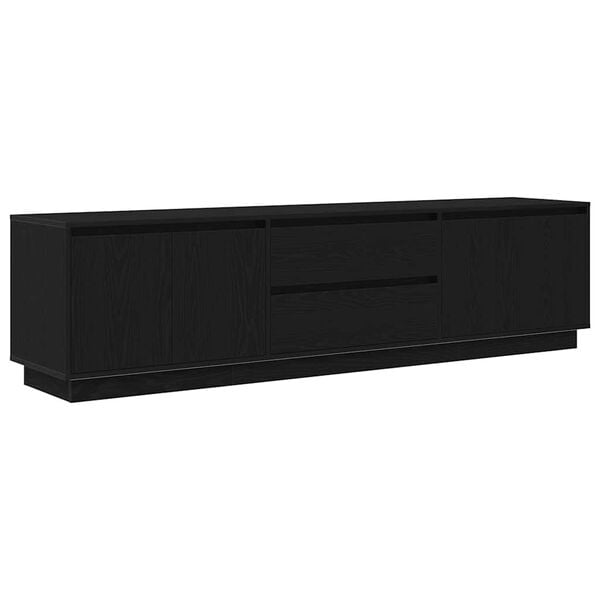 vidaXL TV Cabinet with LED Lights Black Oak 193.5x41x50 cm