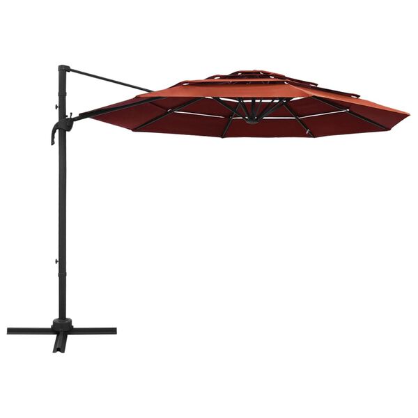 vidaXL 4-Tier Garden Parasol with Aluminium Pole Terracotta 3x3 m