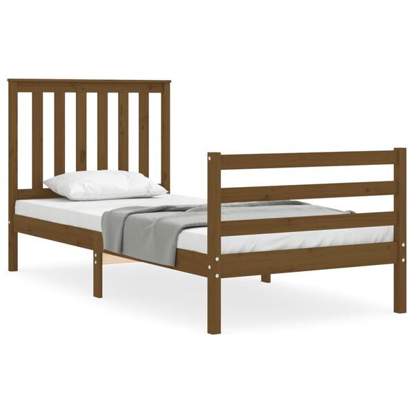 vidaXL Bed Frame without Mattress Honey Brown Single Solid Wood