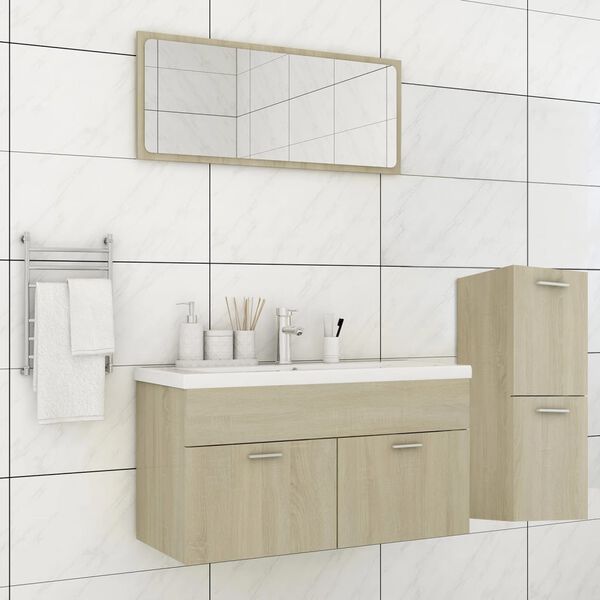 vidaXL Bathroom Furniture Set Sonoma Oak Engineered Wood