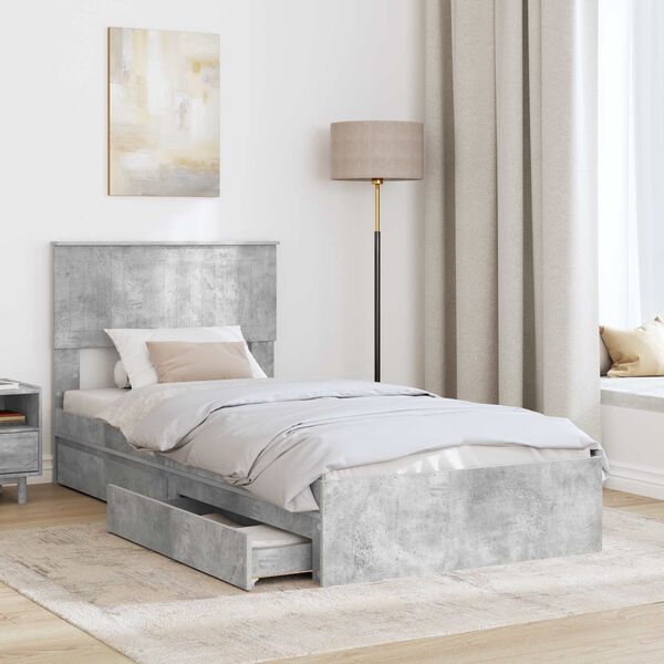 vidaXL Storage Bed Concrete Grey 90 x 200 cm Engineered Wood