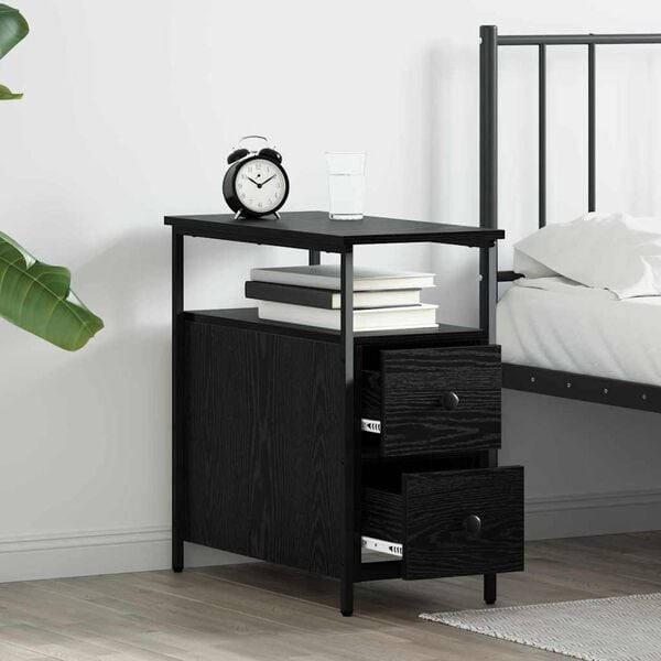 vidaXL Bedside Cabinet Black oak 30 x 60 x 60 cm Engineered wood