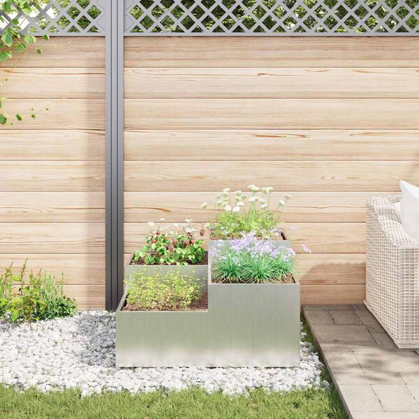 vidaXL Garden Planter Silver 100 x 100 x 48 cm Galvanised steel