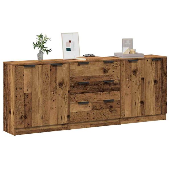 vidaXL Sideboards 3 pcs Old Wood 60x30x70 cm Engineered Wood