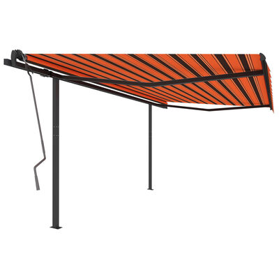 vidaXL Automatic Retractable Awning with Posts 4.5x3 m Orange & Brown