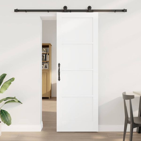 vidaXL Sliding Door White and Black 73.5 x 211 cm Solid Pine Wood