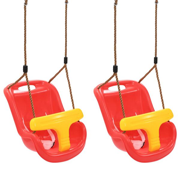 vidaXL Baby Swings 2 pcs with Safety Belt PP Red